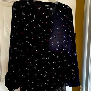 Beautiful button down black “love” shirt by Liz Claiborne. New never worn.